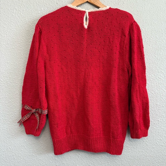 Vintage Christmas Cat Sweater Size Large Knitted by hand 90's - Picture 4 of 6
